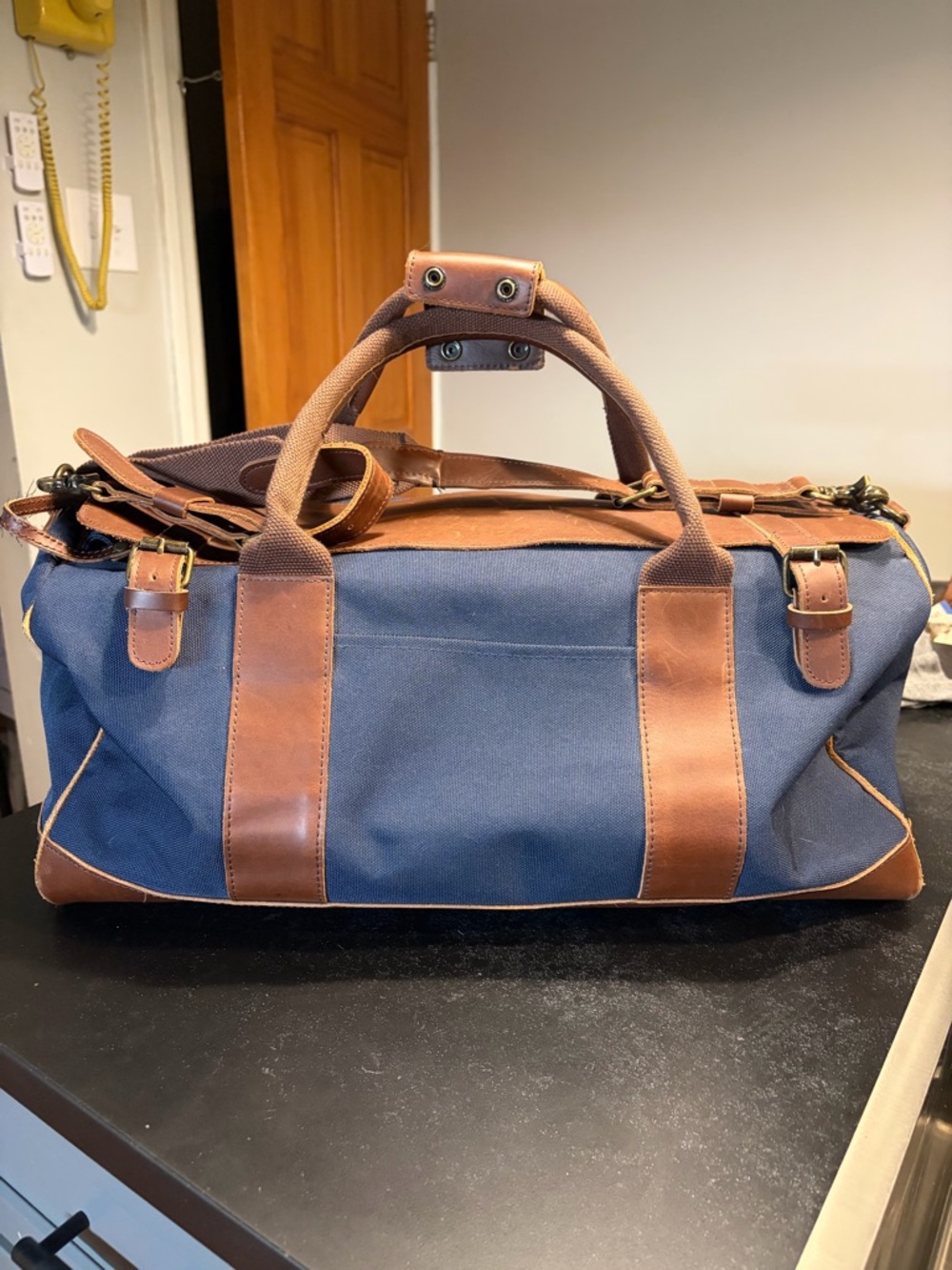 LL Bean Signature Leather and Canvas Duffle